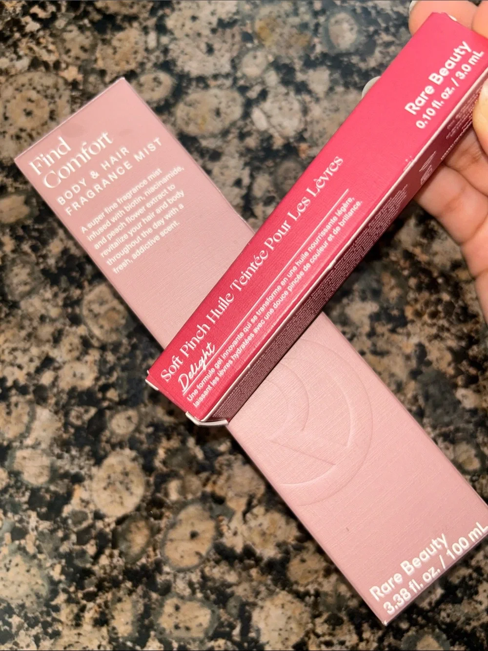 Rare Beauty Find Comfort Body & Hair Mist with Tinted Lip Oil — Pink Packaging